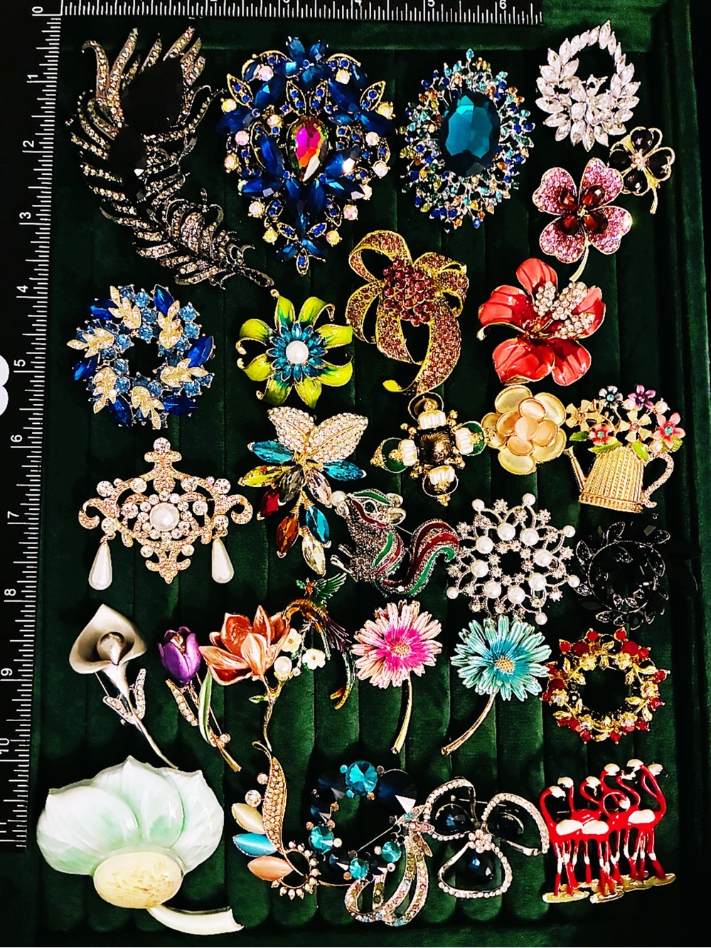Lot 30 Statement Brooch Pin Rhinestone Crystal Flower Feather Jewelry Lot